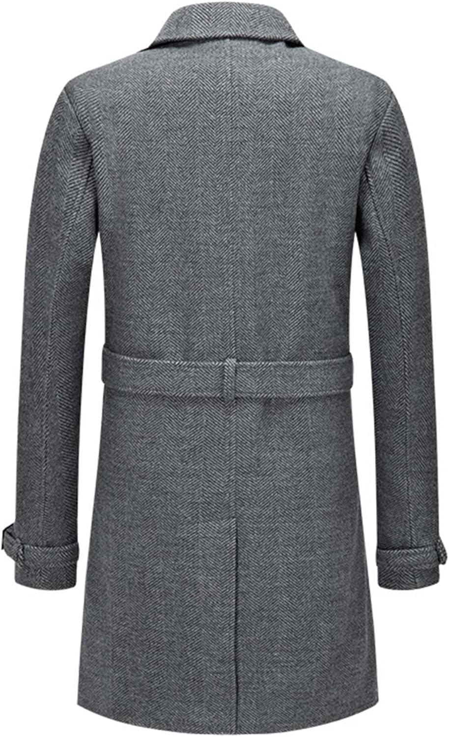 SOMTHRON Men's Trench Coat Wool Blend Slim Fit Notch Lapel Double Breasted Belted Jacket Business Pea Coat Overcoat - Image 3