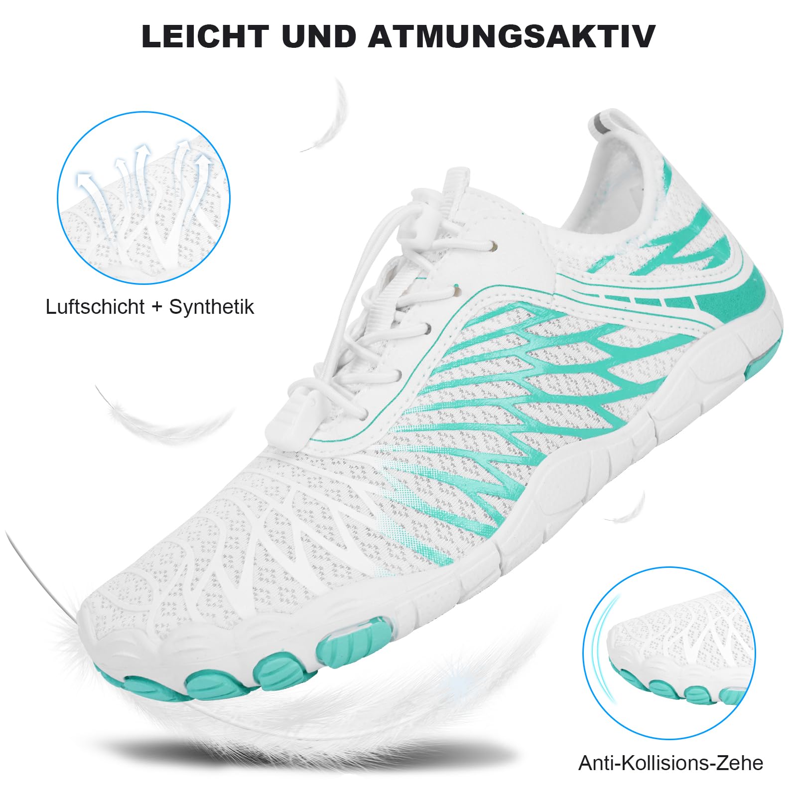 RUYI Unisex buty do biegania w terenie, miękkie, lekkie, z antypoślizgową podeszwą i szerokim obszarem na palce, szybkoschnące buty kąpielowe
