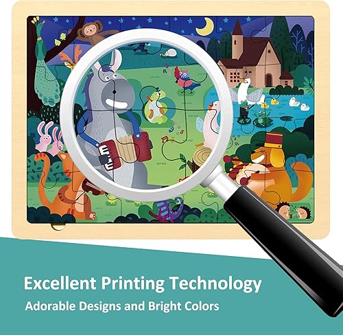 Miniatura 4 de Rompecabezas de 24 piezas para niños de 3 a 5 años, rompecabezas de madera de músicos del bosque para niños de 2, 3, 4, 5 años, rompecabezas