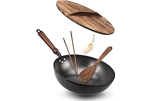 Superiority Endless Carbon Steel Well-Seasoned Wok with Lid