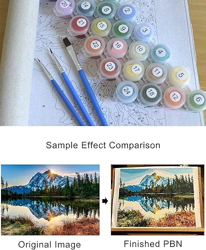 Miniatura 5 de Prime Leader Pintura por números para adultos, lienzo de Acción de Gracias, naranja y gris, calabaza de grano de madera, kit de pintura por números