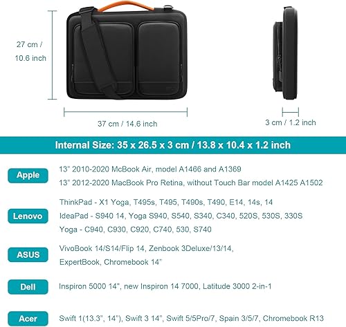 Miniatura 2 de Alfheim Funda para portátil de 14 pulgadas, impermeable, resistente a los golpes, ligera, maletín protector de 360, compatible con MacBook Pro USB-C