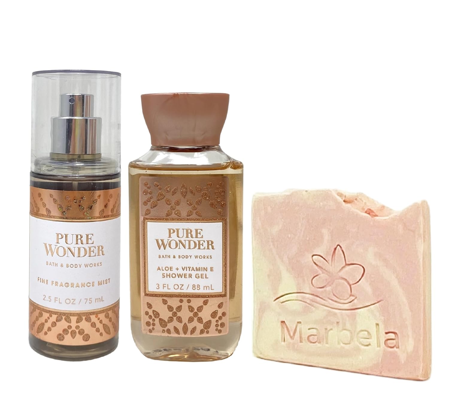 Bath & Body Works Pure Wonder Mini Fragrance Mist and Shower Gel Bundle with a Himalayan Salts Springs Sample Soap - Travel Size