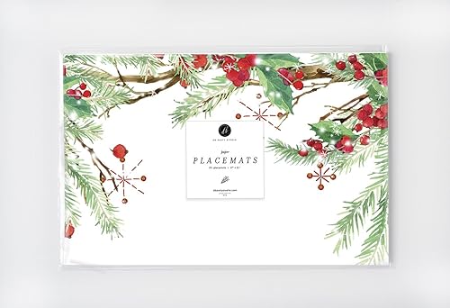 Miniatura 3 de Manteles individuales desechables de Navidad para mesa de comedor, manteles individuales de papel para fiestas de vacaciones, juego de 25, 17 x 11