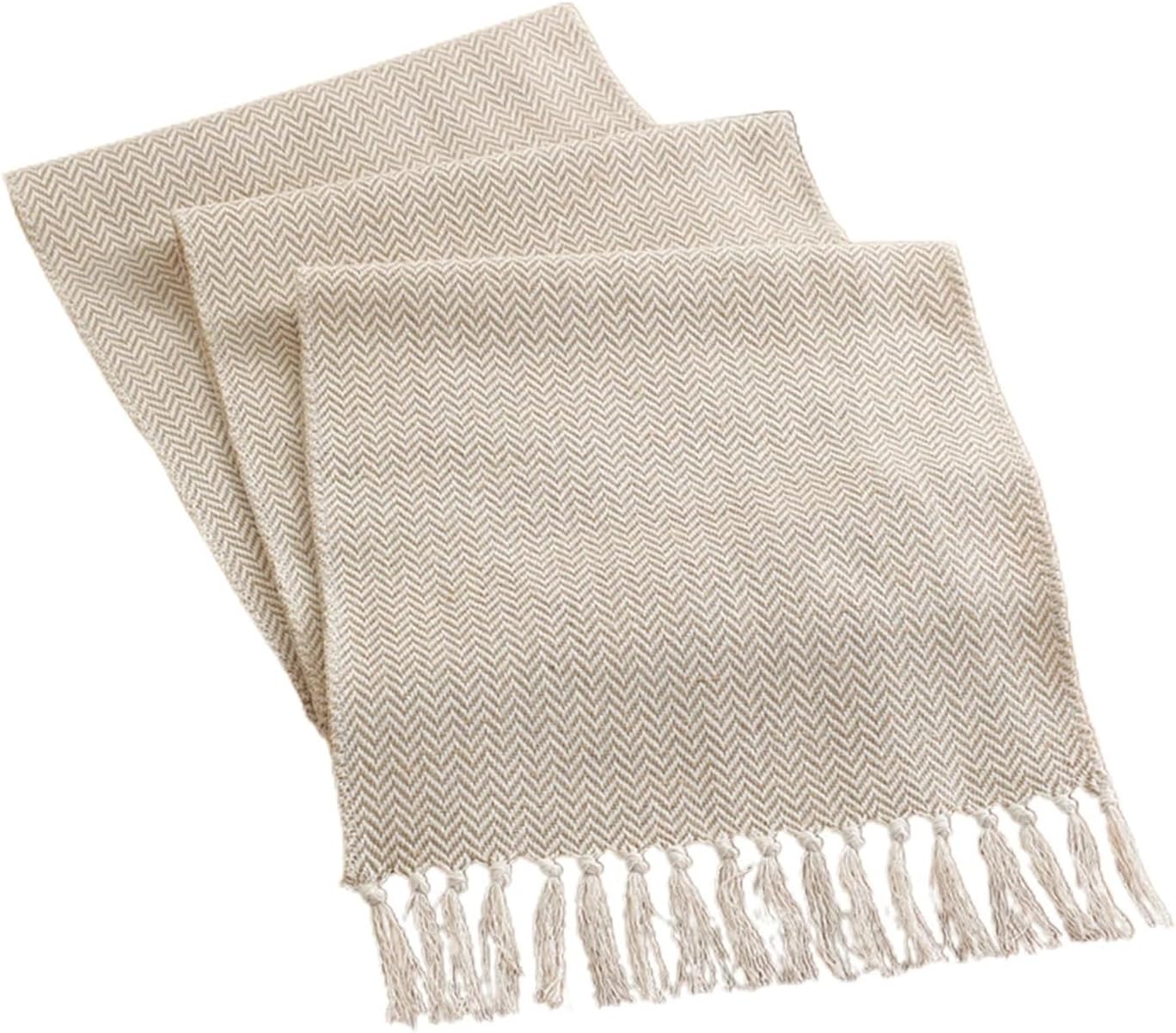 Burlap Table Runners Vintage Woven Cotton Linen Table Runner Country Wedding Party Decoration Home Textiles for Christmas Home Table Runners(Beijing Hemp,33 X183cm)