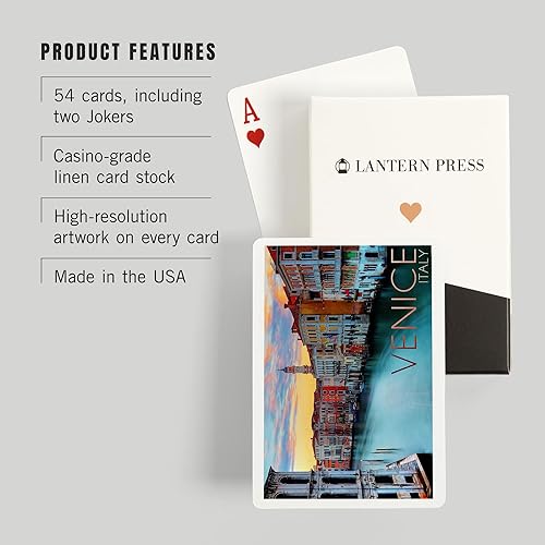 Miniatura 3 de Lantern Press Venecia, Italia, vista al canal (52 cartas de juego, baraja de cartas de tamaño póquer con comodines)