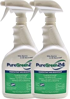 PureGreen24 (32oz 2 Pack) Disinfectant, Kills Deadly Germs Including 2020 Flu & NoroVirus Without The use of Toxic Chemicals
