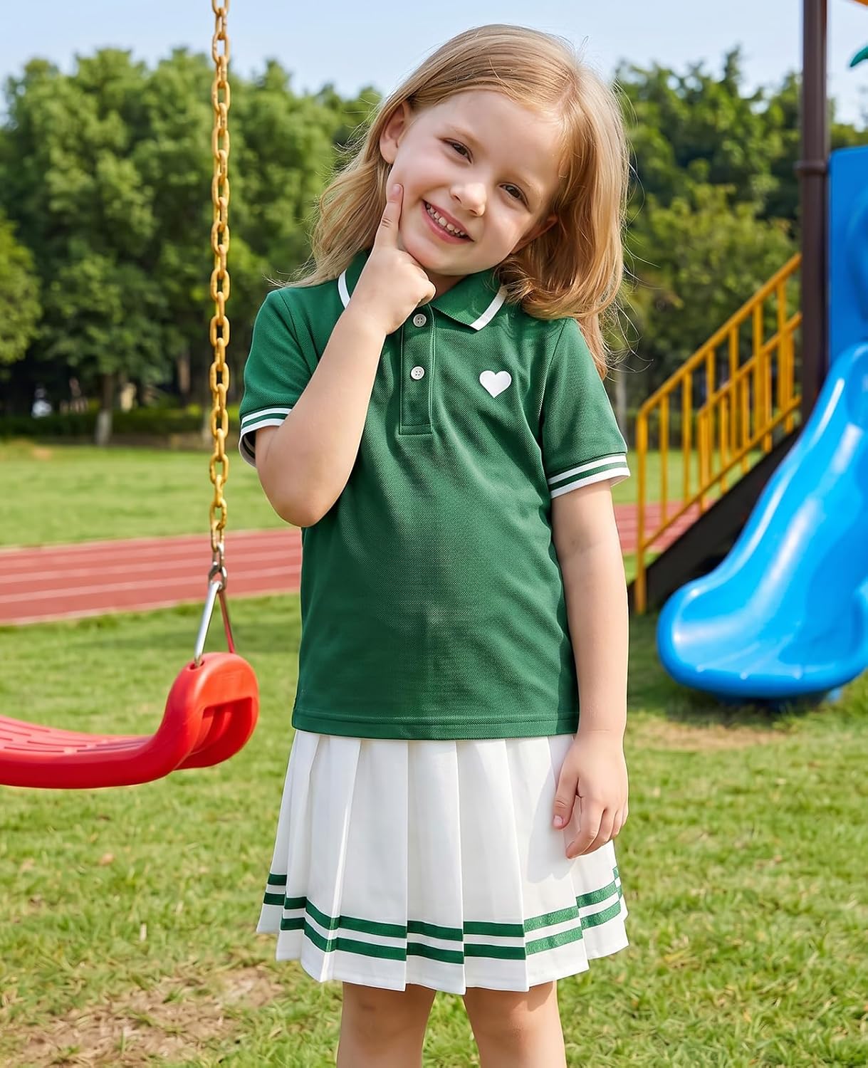 Move Dance Girls Dress Tennis Clothes Polo Skirt Set with Shorts 2-7T