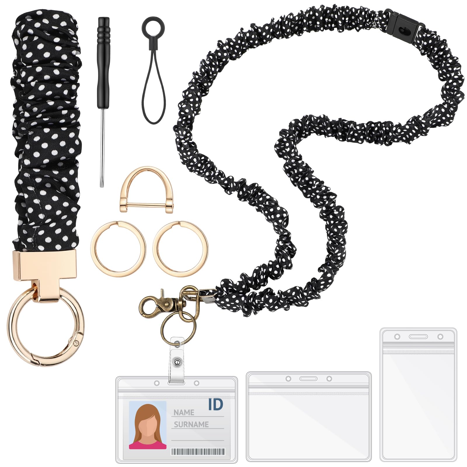 Eersida Teacher Scrunchies Lanyard with Safety Breakaway Buckle Retractable Lanyard Keychain Wristlet Office Gift for Women