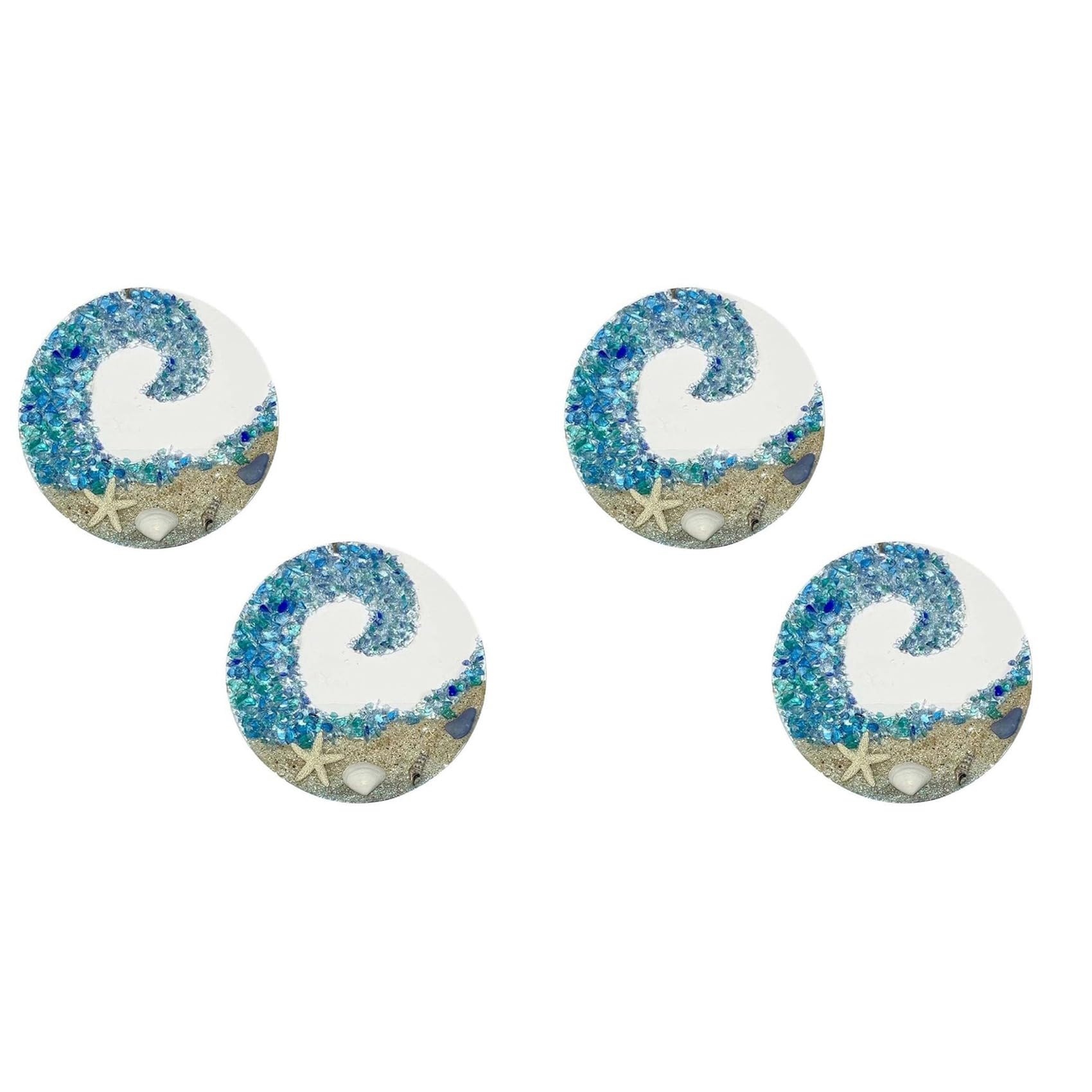 Vjsujehgy 4X Hanging Ornament Sea Glass Sun Catcher Crashing Ocean Beach for Window Beach Glass