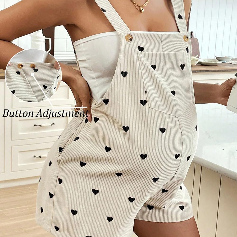 Salopette Premaman Donna,Velluto a coste Tuta Premaman Donna Pantaloni Pantaloncini,Comoda Jumpsuit Playsuit Overall Gamba