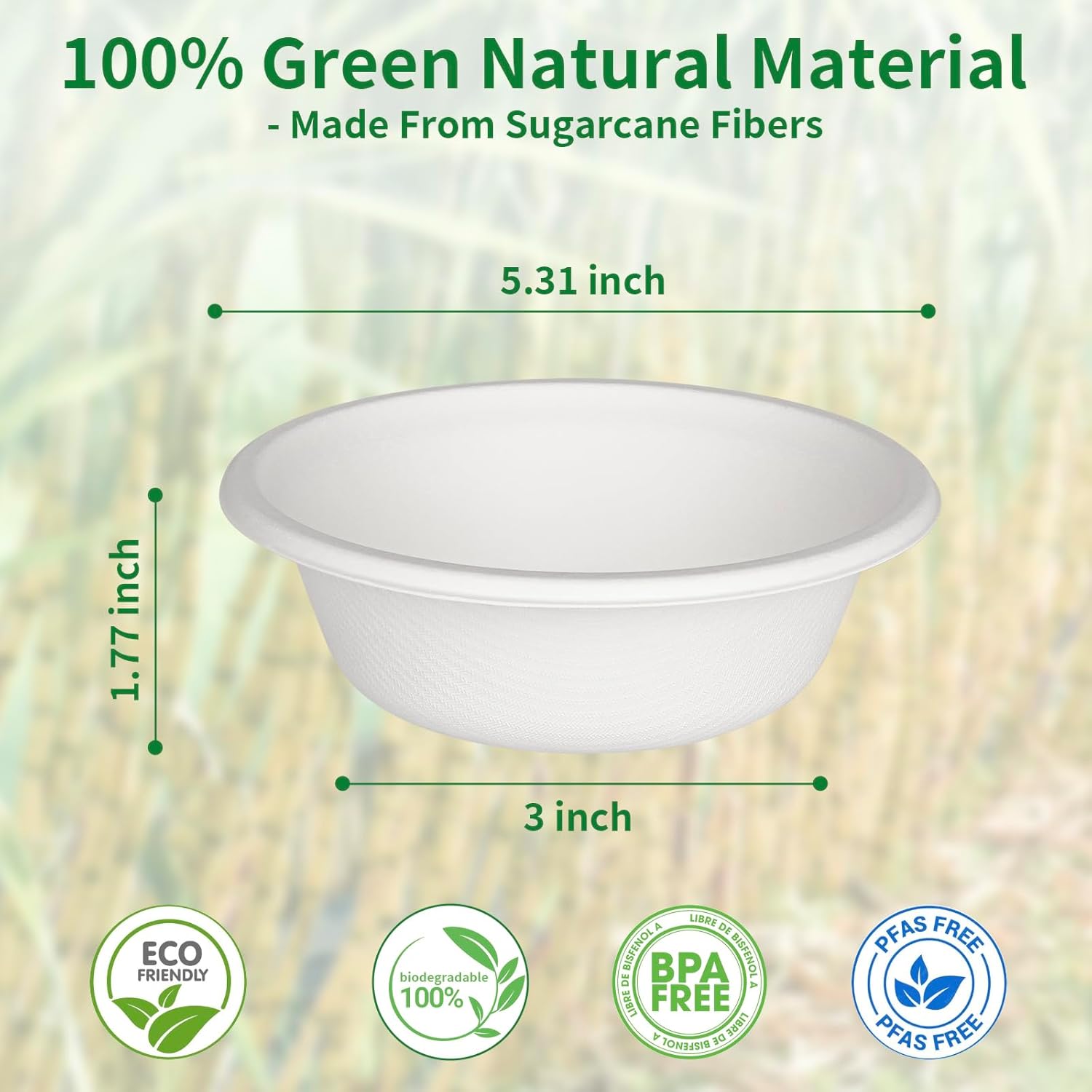 Aricsen Compostable 12 Ounce 200 Pack Disposable Small Round Paper Bowls, PFAS-Free, Eco-Friendly, Biodegradable Bagasse For Hot Soup Food Salad Dinner Party (200, 12 OZ)