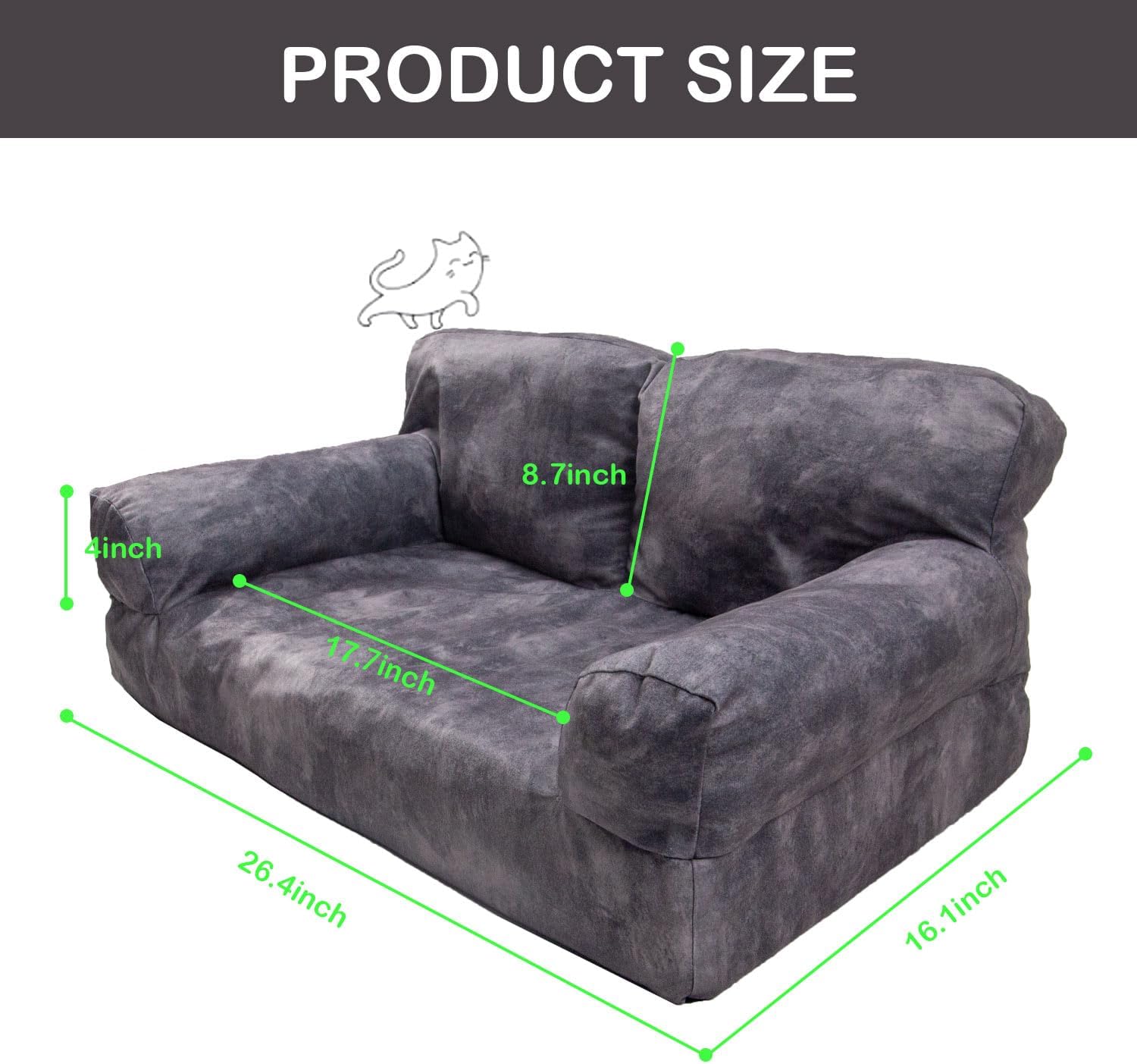 review Cat Couch, Pet Bed for Medium Small Cats and Dogs, Soft Calming Puppy Sleeping Bed, Removable Washable Cover and Non-Slip Bottom