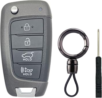 Replacement Key Fob Shell fit for Hyundai Sonata Elantra Tucson Santa Fe Kona Santa Cruz Elantra GT Veloster Accent Flip Key Fob Cover 4 Buttons 4 Buttons