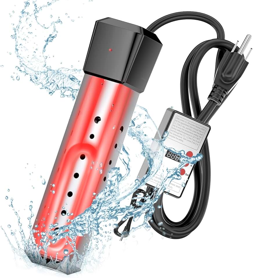 Aquecedor De Água Portátil Com Haste De Aquecimento Elétrico De Imersão De 2000 W Para Banheiras, Piscinas E Uso Externo, Aquecimento Rápido Para Residências E Escolas, Temperatura Definida (