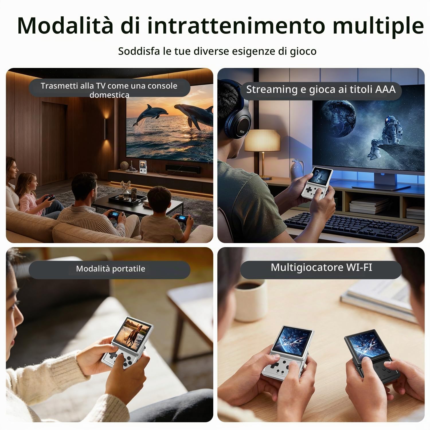 RG Rotate Retro Handheld Game Console, 3.5" Schermo girevole Android Portable Player, Unisoc T618 Chip 3GB+32GB, Batteria 2000mAh, Corpo in lega di alluminio (RG Rotate-Aurora Silver-NUOVO)