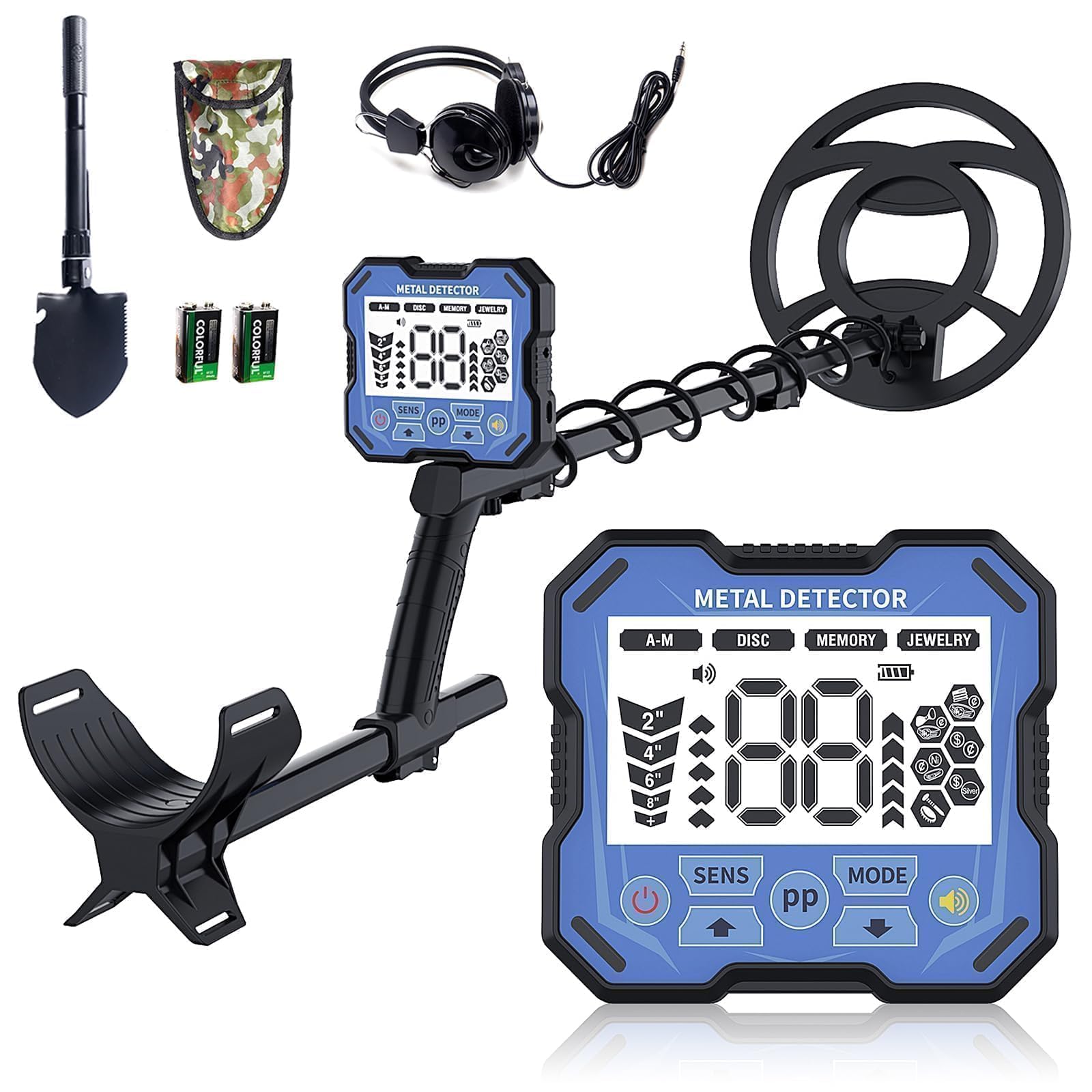 Detector de metales para adultos profesionales, alta precisión profesional oro y plata, pantalla LCD de 4.2 pulgadas, bobina de detección de metales impermeable de 10 pulgadas, 5 modos, para detección