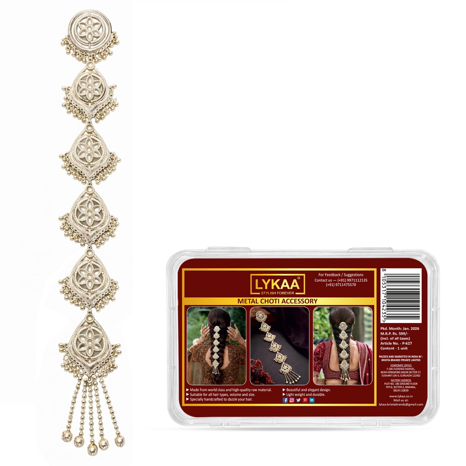 Silver Tone Oxidized Floral Hair Parandi with Ghungroo Tassels | Traditional Bridal Braid Paranda Hair Accessory for Wedding & Festive Occasion- 1 Pcs-image-46