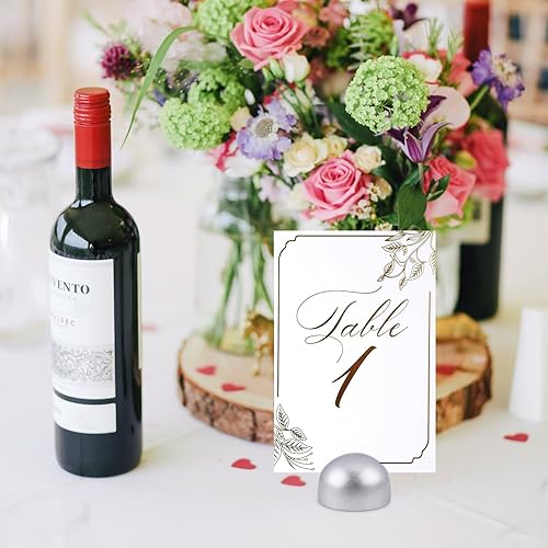 Miniatura 13 de 12 soportes de números de mesa redondos, modernos soportes para tarjetas de lugar, clips de números de mesa para recepción de boda, aniversario
