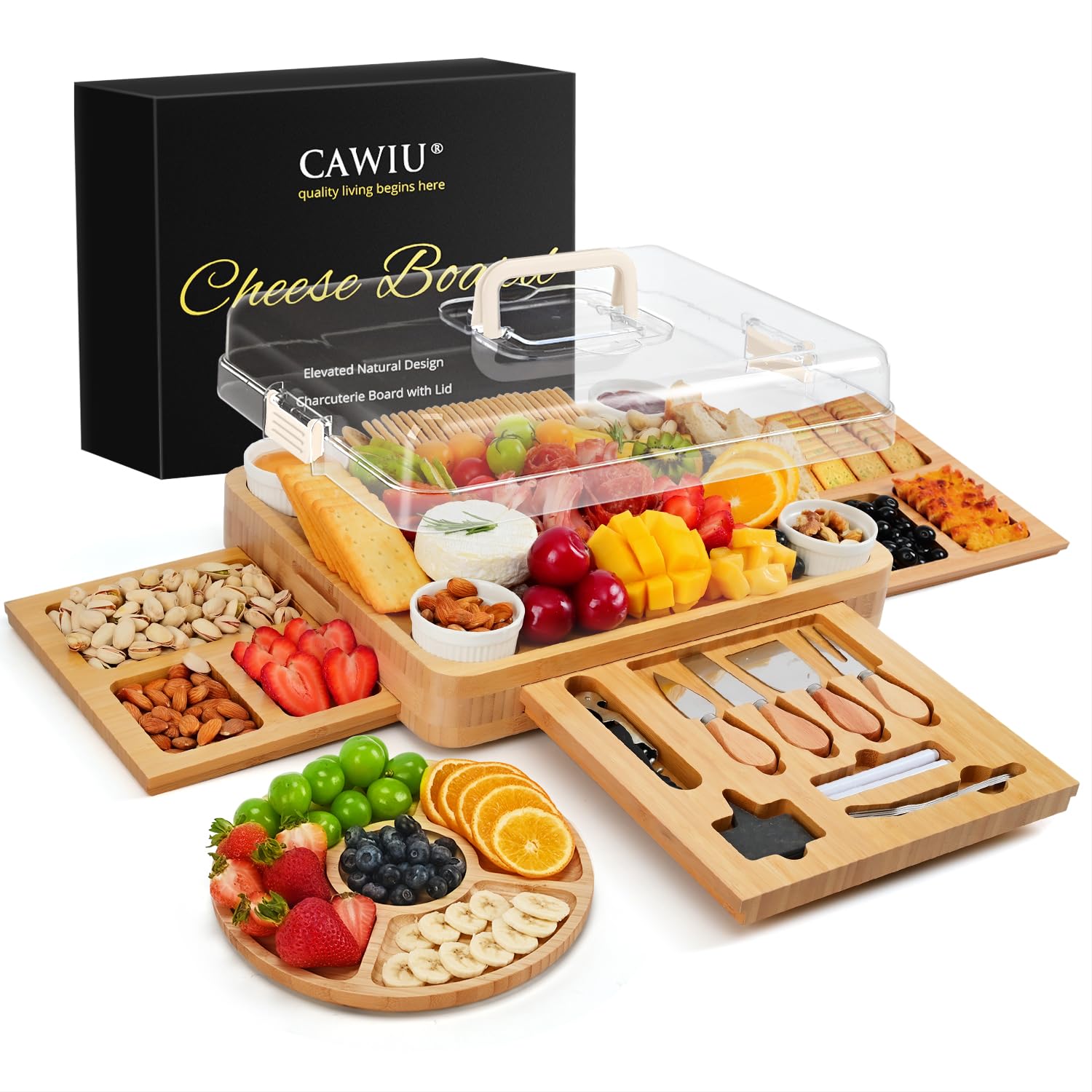 CAWIU Charcuterie Board with Lid