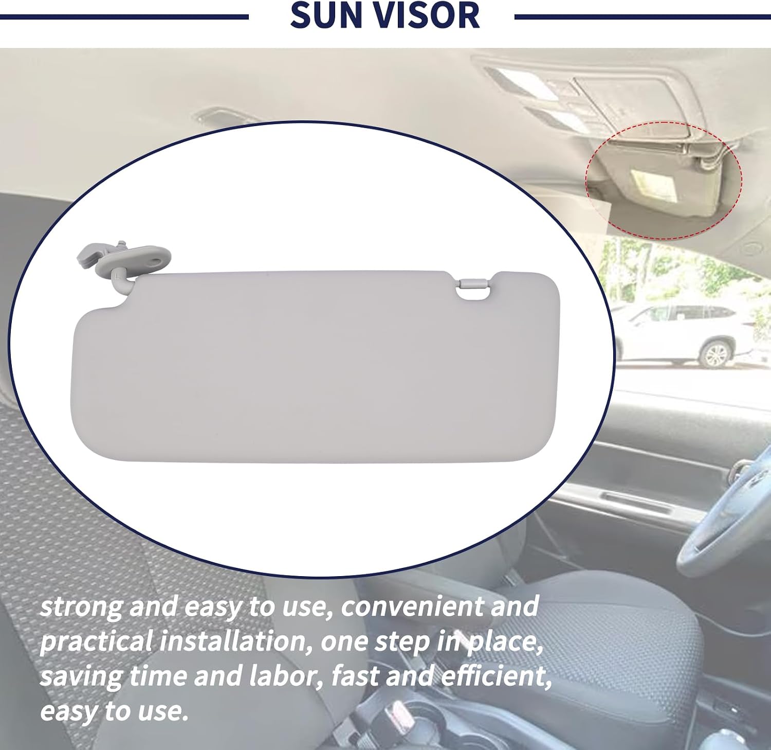 Driver Side Sun Visor Fit for Hyundai Accent 1E 2011 2012 2013 2014 2015 Replace 85210-1R000 Front Left | Sun Protection Shade | Gray
