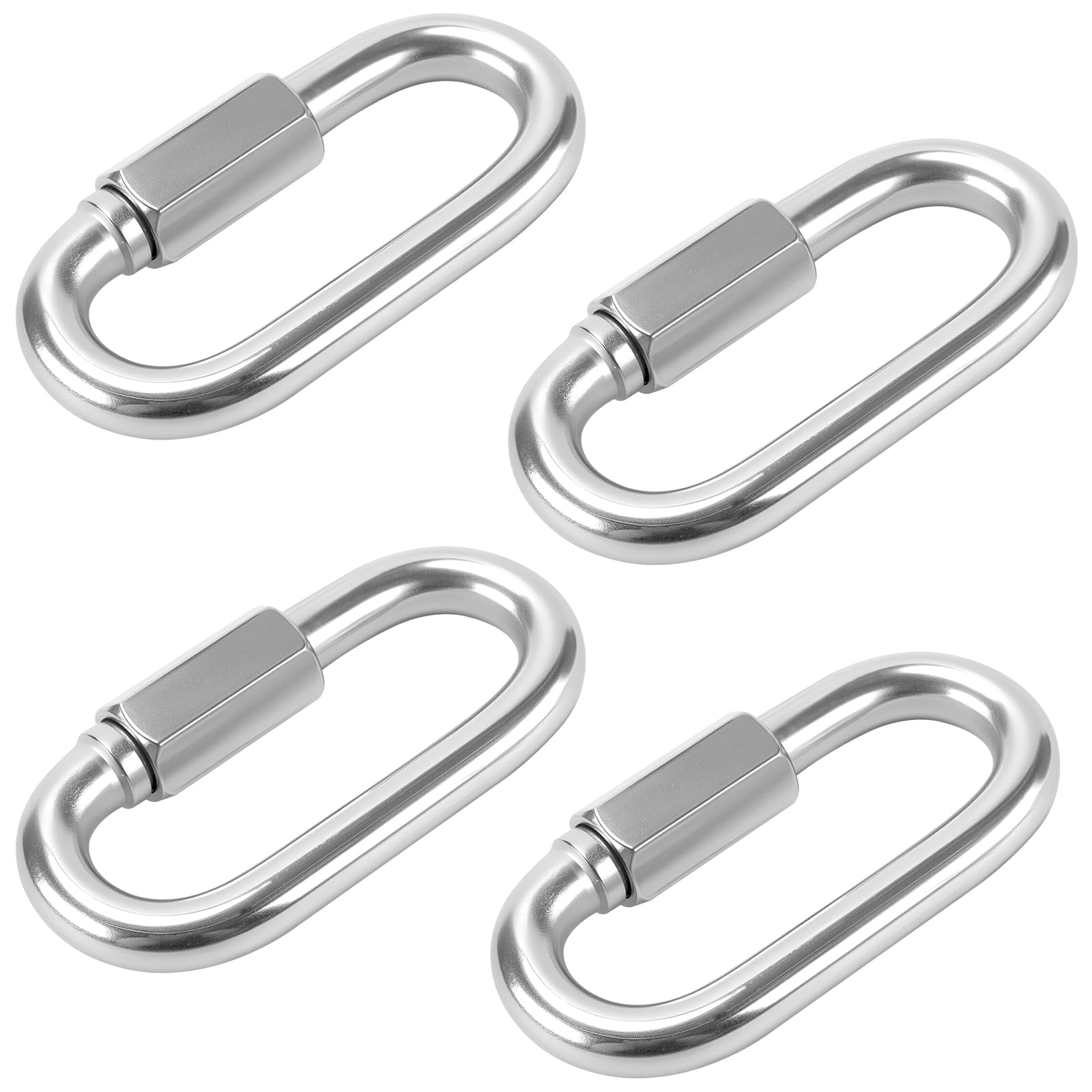Lot de 4 mousquetons à visser M10 en acier inoxydable - Maillon de chaîne M10 - Charge maximale : 1000 kg - Mousquetons pour chaînes et applications industrielles