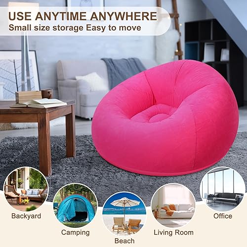 Miniatura 6 de 2 piezas de puf pequeño, silla inflable, sillas de juegos inflables, sofá inflable plegable flocado, silla inflable portátil para sala de estar y