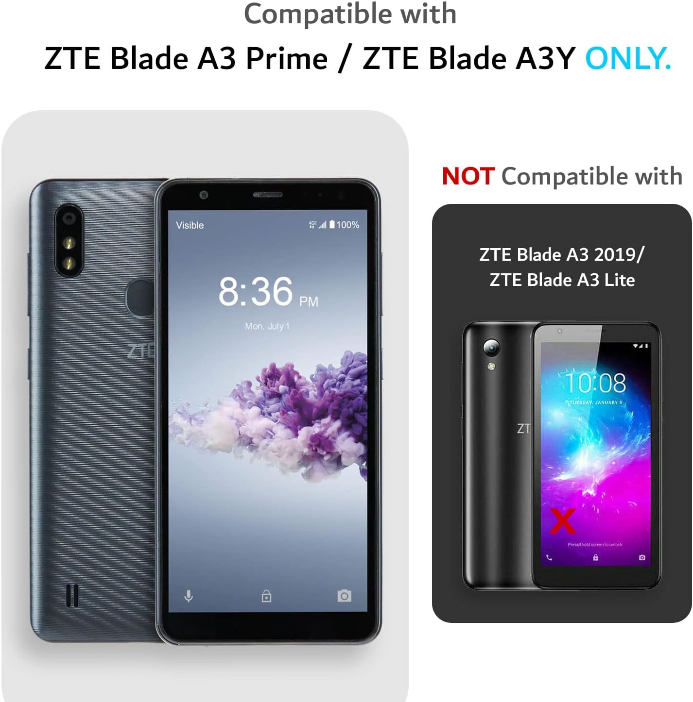 TUDIA DualShield Designed for Visible ZTE Blade A3Prime / ZTE Blade A3Y Case, [Merge] Shockproof Heavy Duty Protection Slim Dual Layer Case for Blade A3Prime Z5157V - Blue
