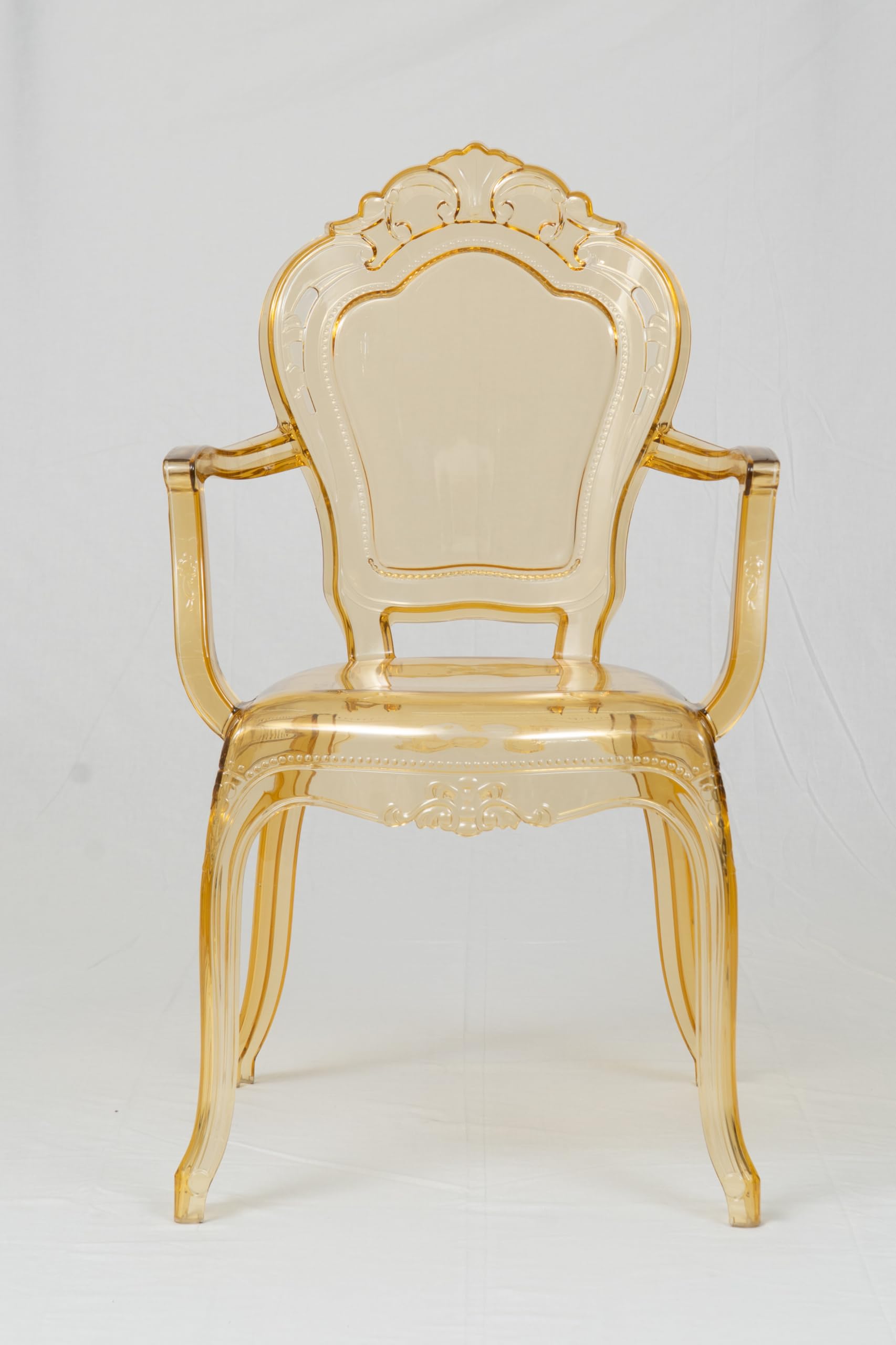 Biscottini Sedie in Policarbonato - Sedia con Braccioli Cucina Soggiorno 53x49x97,5 cm - Poltrone Barocche Sala da Pranzo Camera da Letto - Poltrona in Plastica da Esterno Moderna Matrimonio Cerimonie