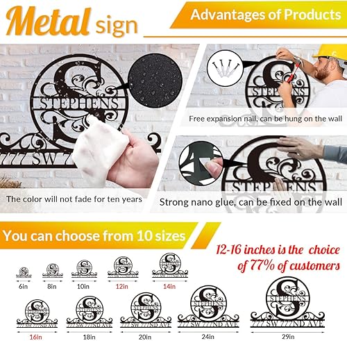 Miniatura 4 de MXZLBY Letrero de dirección personalizado, letreros personalizados para exteriores, placas de dirección personalizadas para números de casa, números