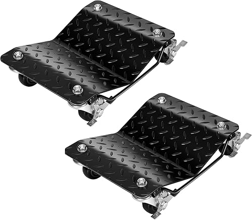 Miniatura 8 de VIVOHOME Juego de 2 estacas de rueda para automóvil, paquete de 2 ruedas de coche resistentes, 3000 libras en movimiento, color rojo