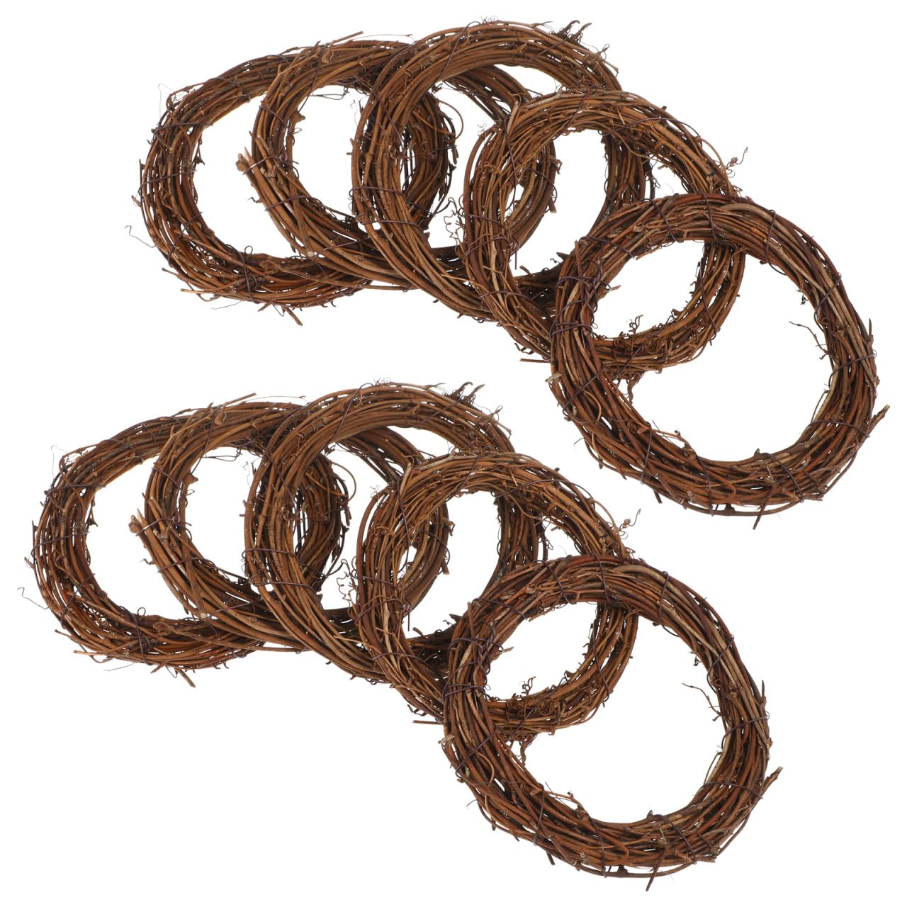 Happyyami 10pcs Natural Grapevine Wreath Vine Branch Wreath Front Door Round Garland Spring Party Decoration for DIY Craft Easter Christmas Wedding Holidays Garden Decor 15cm