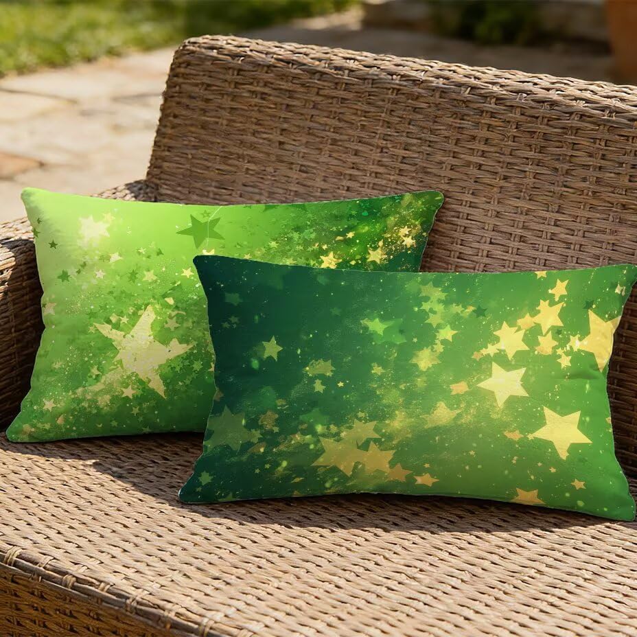 Housse de coussin extérieur 70x90 cm vert imperméable aspect lin