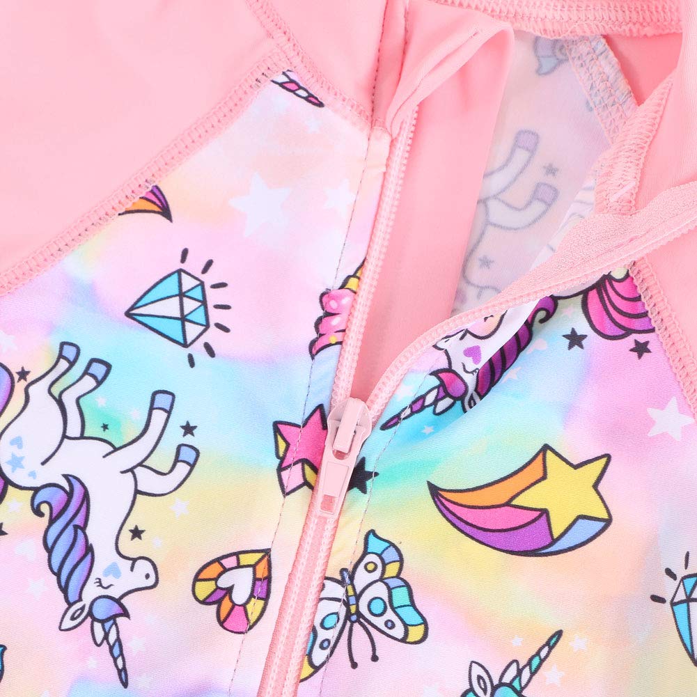 Maillot de bain une pièce Rashguard pour petite fille - Protection solaire UPF 50+ avec chapeau de soleil