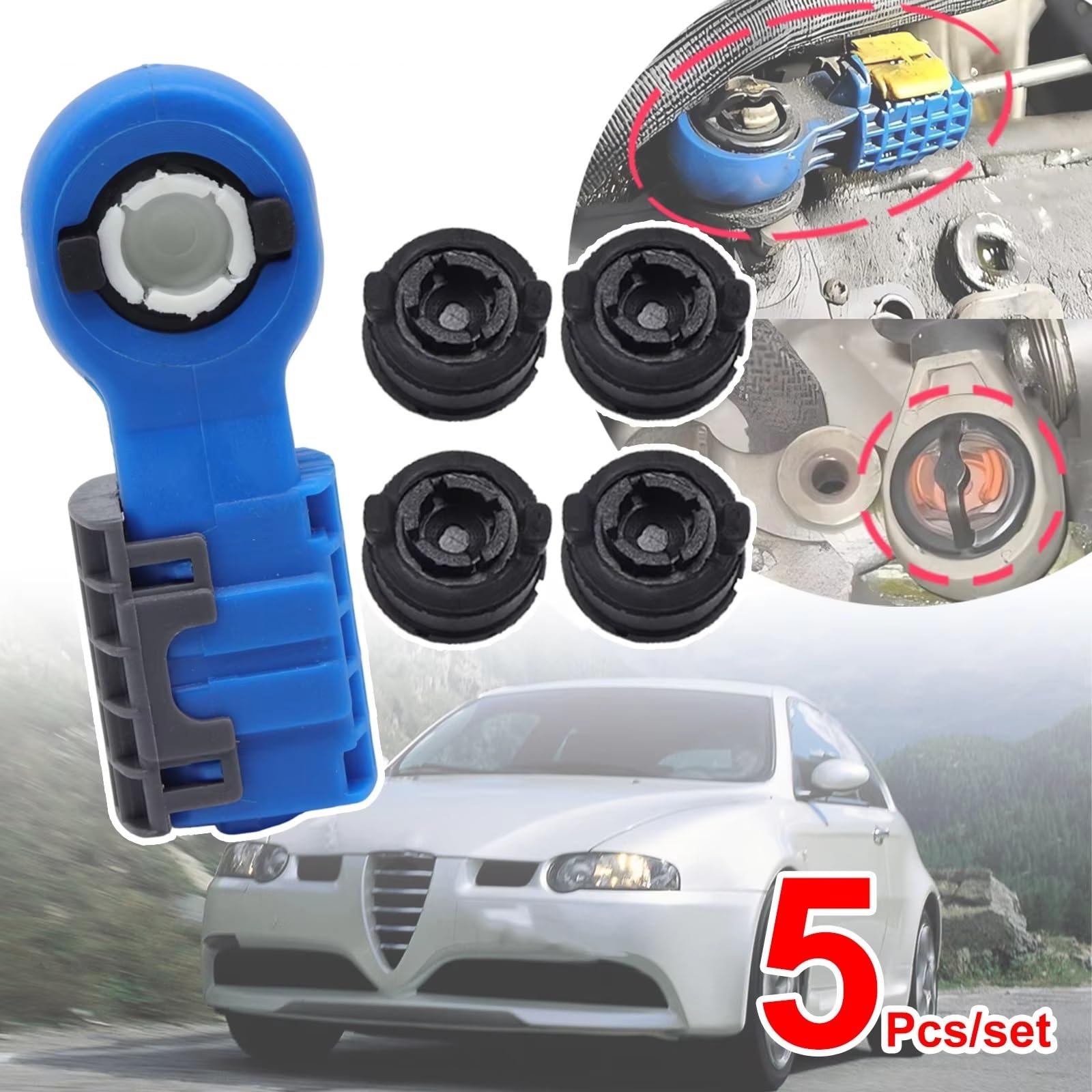 Adaptador Conector Casquillo Extremo Conexión Cable Cambio Marchas Para Alfa Para Romeo 156 1996-2007 Cambio Goma Con Clips Kit