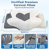 Vista 2 de Almohada cervical de cuello TranquilMoments para dormir, almohada de espuma viscoelástica para dormir de lado, almohadas ergonómicas para alivio