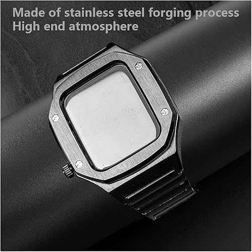 Miniatura 3 de Kit de modificación para Apple Watch Band 8, 7, 1.772 in, caja de metal de lujo, correa de bisel para iWatch 6 se 5 de 1.732 in correa de cuero