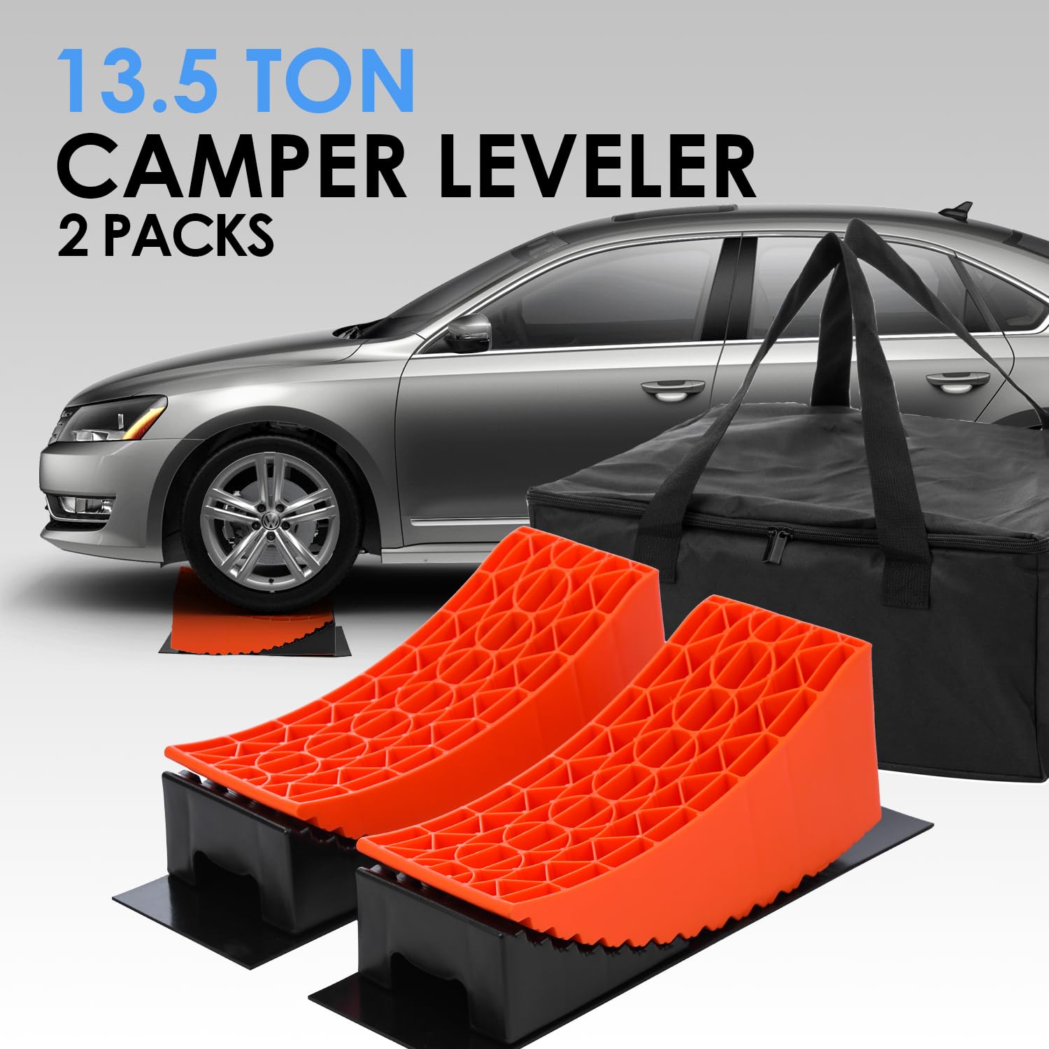 KATSU Tools Rampas niveladoras para caravanas, RV, Paquete de 2, de 6 Pulgadas, Capacidad de elevación Extra Alta de 13,5 toneladas, para autocaravanas, Furgonetas y remolques
