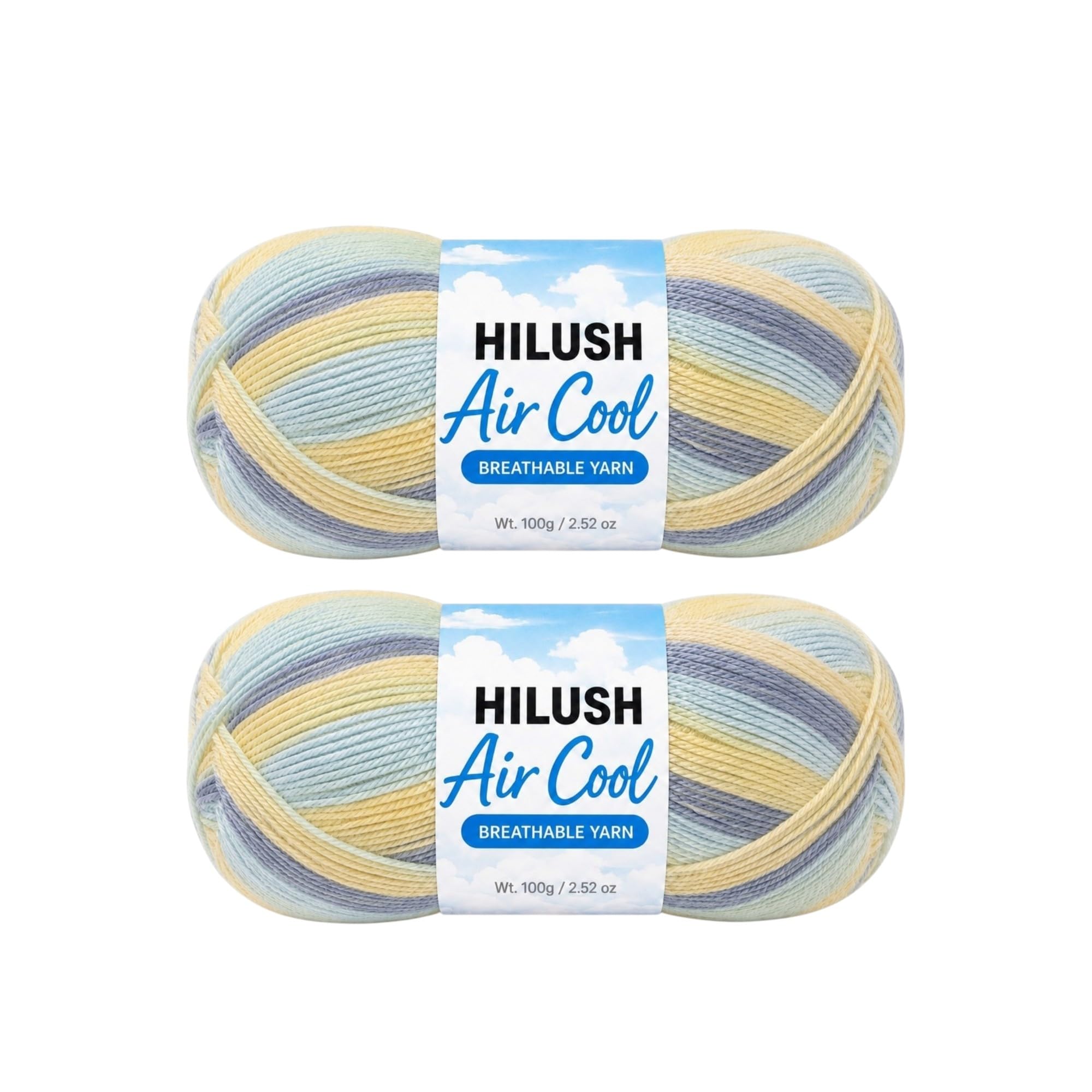 air cool (pack of 2) poly viscose soft yarn – lightweight, breathable & anti-pill | for crocheting & knitting | perfect for amigurumi, scarves, tops, baby clothes, sportswear, purses & gift bags | diy craft projects | 1 ball / 100 gram, multicolour 6