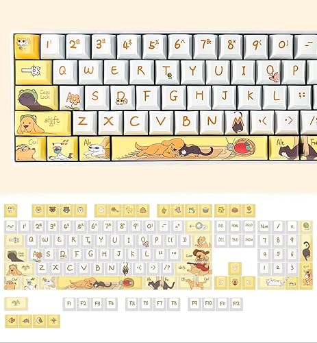 Teclas para perros y gatos y mascotas para interruptores Cherry MX Lindos teclado mecánico de anime japonés juego de tapas de teclas PBT