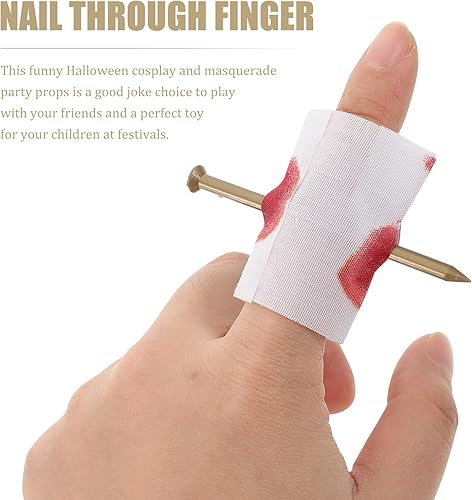 Miniatura 2 de Toyvian 22 piezas de uñas postizas a través del dedo, accesorios de broma para adolescentes, recuerdos de fiesta de Halloween