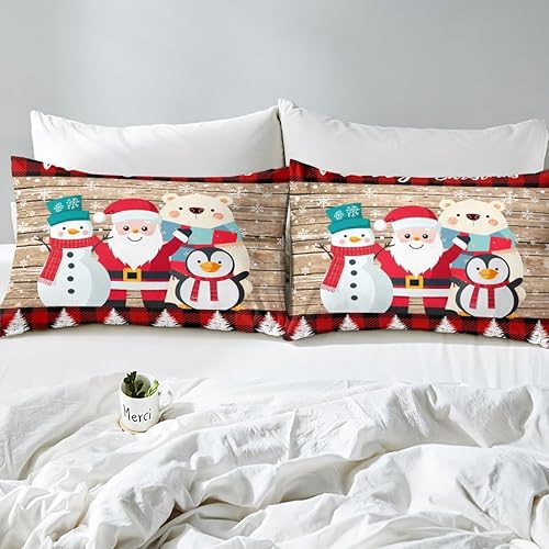Miniatura 5 de Erosebridal Sábana bajera ajustable de Feliz Navidad, juego de ropa de cama Kawaii de Papá Noel para niños, sábanas de animales de ciervo para