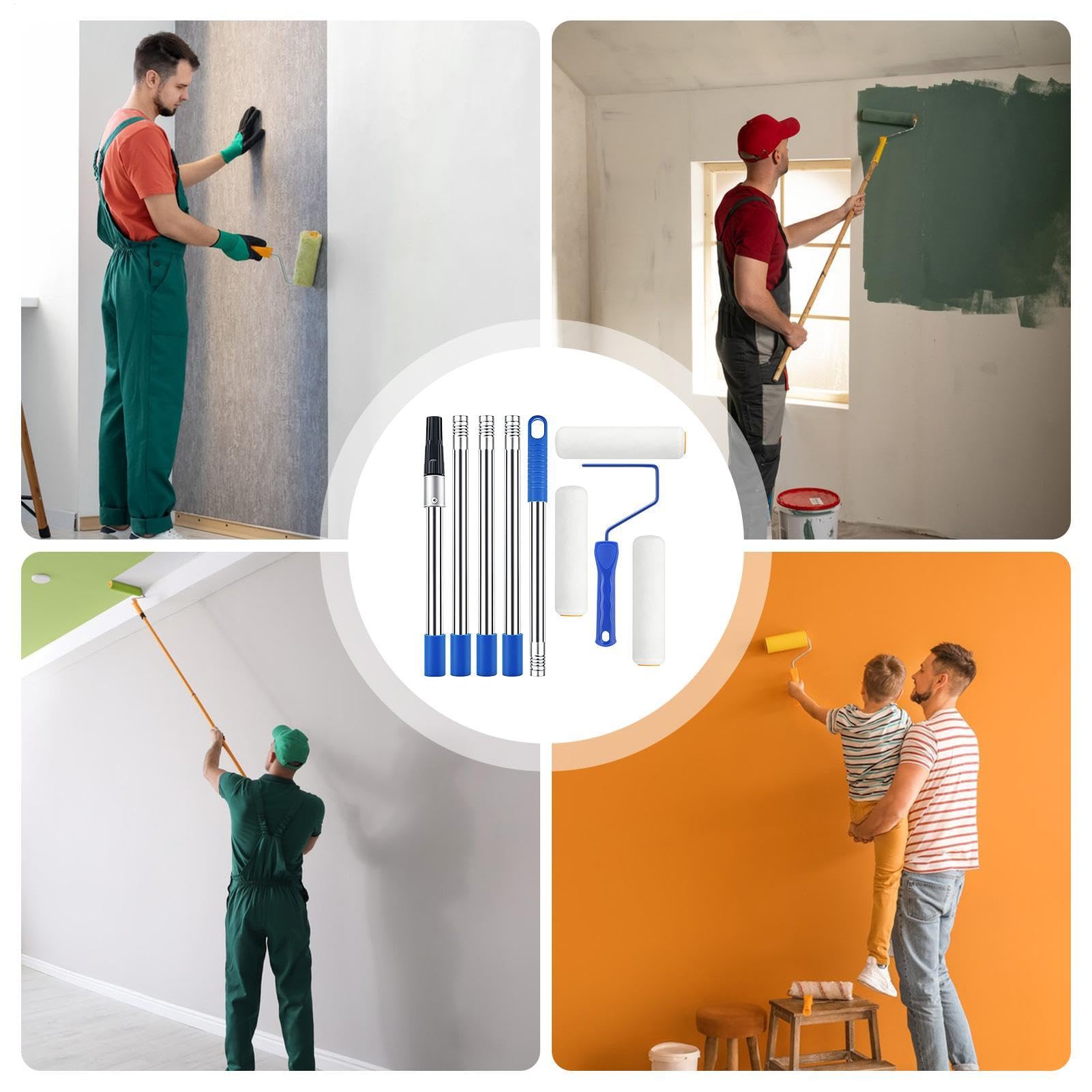 Rodillos Para Pintar Herramientas Ajustables De Cerdas Finas Con Extensible