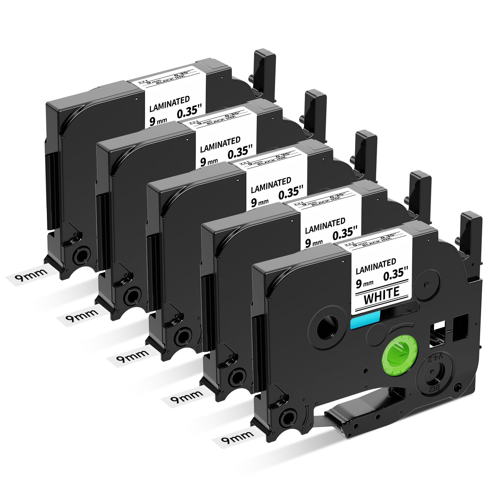 TZe-221 TZe221 TZe TZ Tape 9mm 0.35 Laminated White Replacement for Brother Label Maker Tape 9mm P Touch Label Tape, Compatible with Brother PT-D220