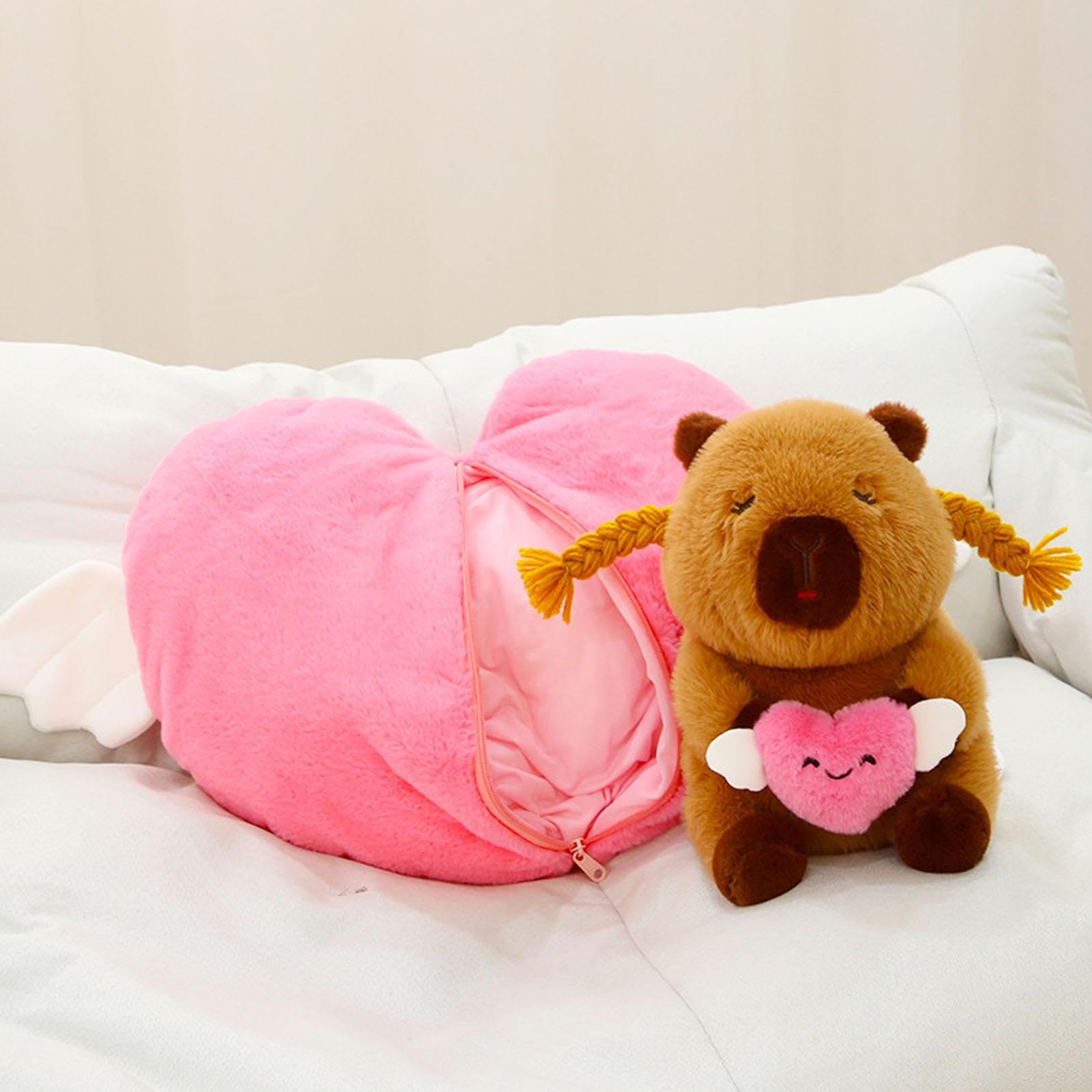 Peluche Croissant Capybara AYNKH - Doudou Mou 23x12cm, Oreiller Décoratif, Cadeau Mignon Pour Salon Ou Chambre