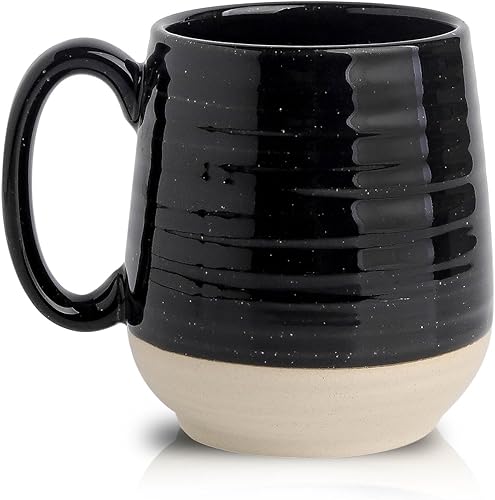 Taza de café de cerámica, taza de café de 20 onzas con asa grande para café, té, latte, taza de café negra para hombres, papá, marido, regalo de
