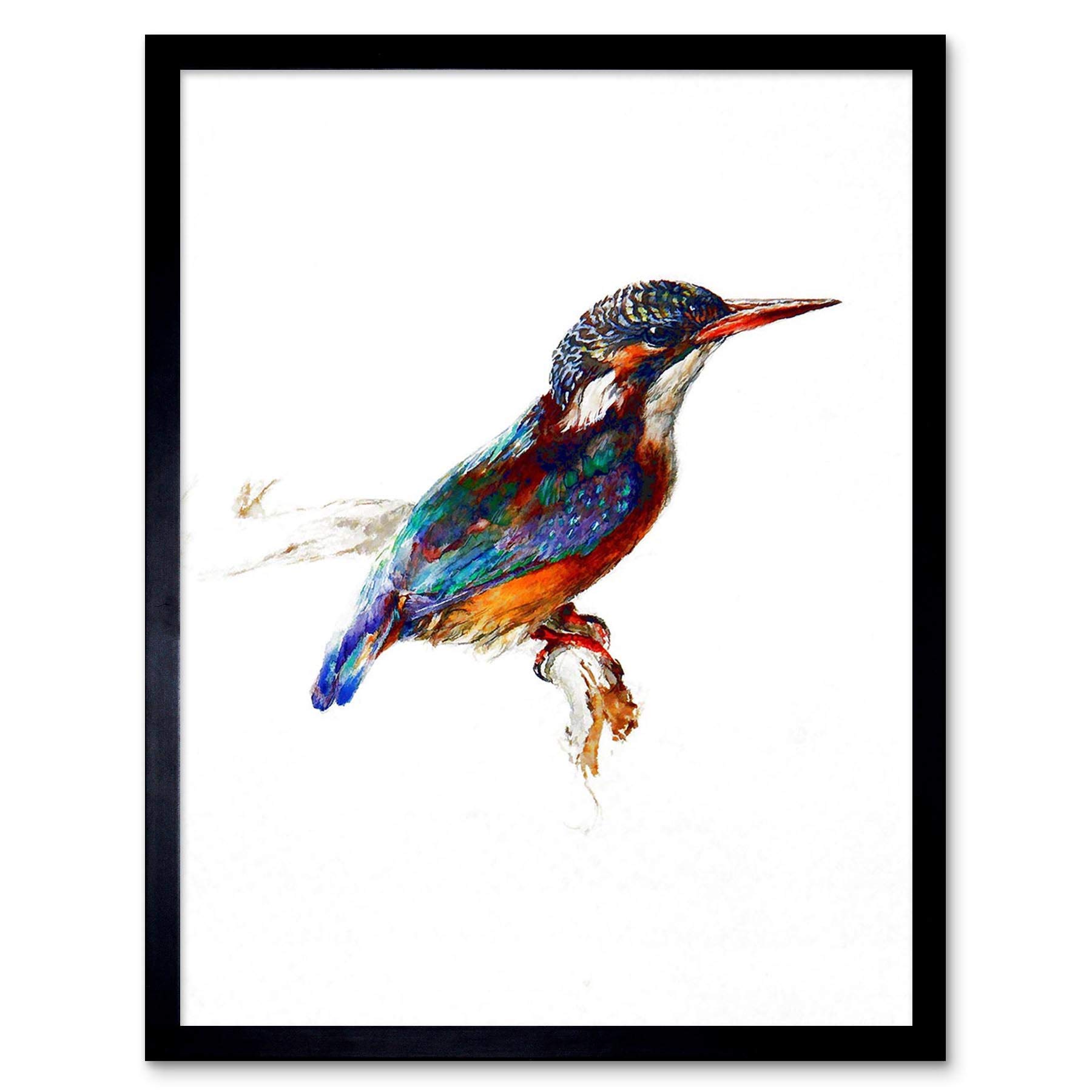 Wee Blue Coo Painting Bird Kingfisher Ruskin Art Print Framed Poster Wall Decor 12X16 Inch
