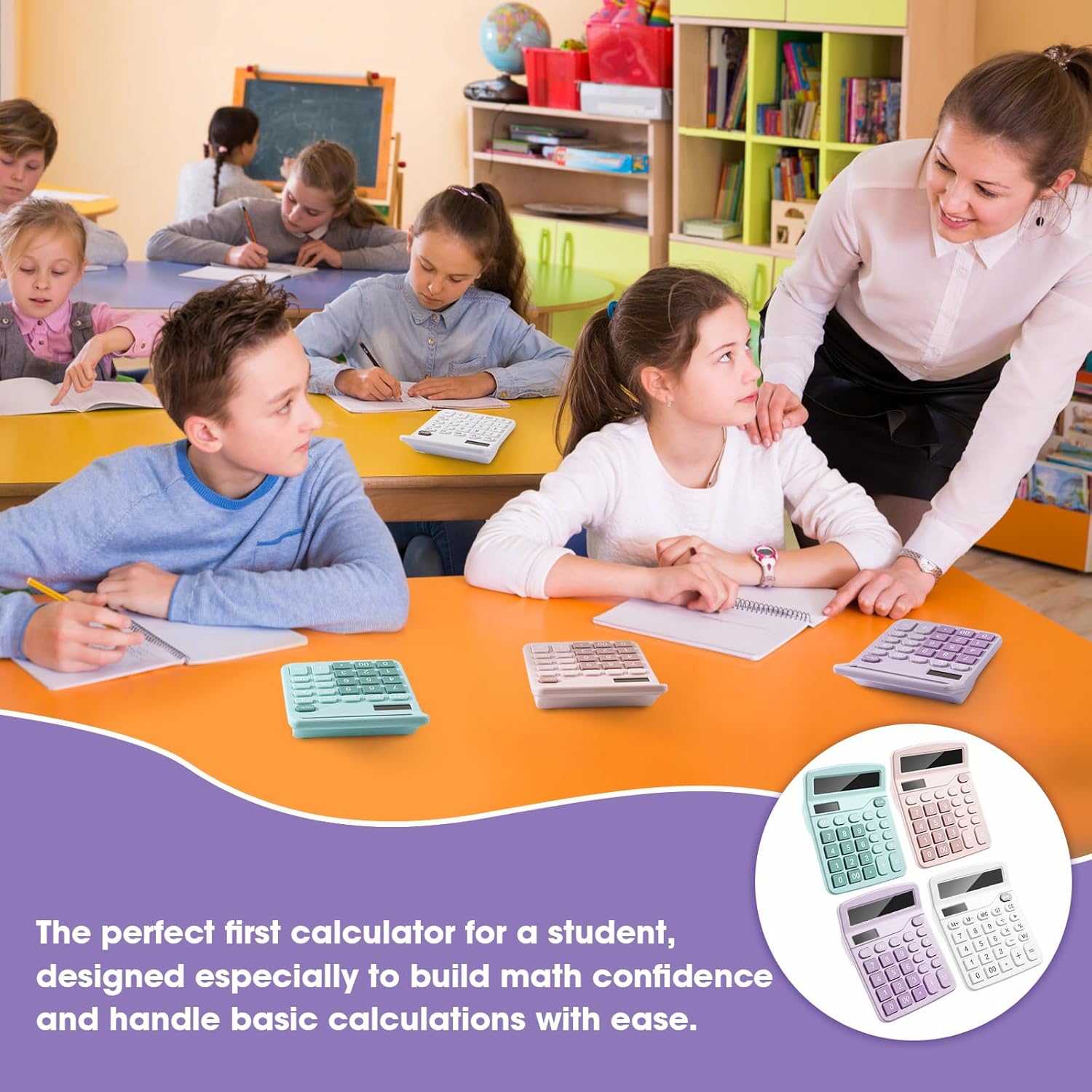 8 Pack Calculator Bulk,12 Digits Desktop Calculator with Large LCD Display and Sensitive Buttons,Solar and Battery Dual Power,Perfect for Office,School,Home(4 Colors)