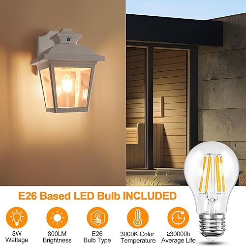 Miniatura 6 de FUDESY Farol de pared para exteriores del atardecer al amanecer, sensor exterior de luz de porche con bombilla LED, iluminación de pared impermeable