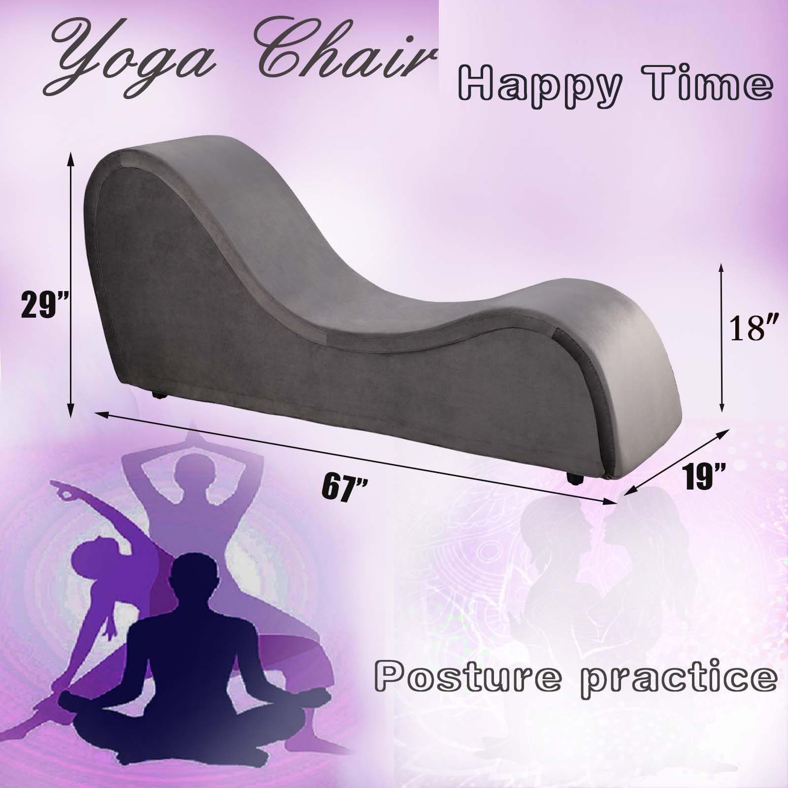 Chaise Lounge Chair with Cover, Heavy-Duty Metal Frame for Exercise, Stretching, Relaxation, Indoor Sport for Living Room(Grey Velvet): Grey